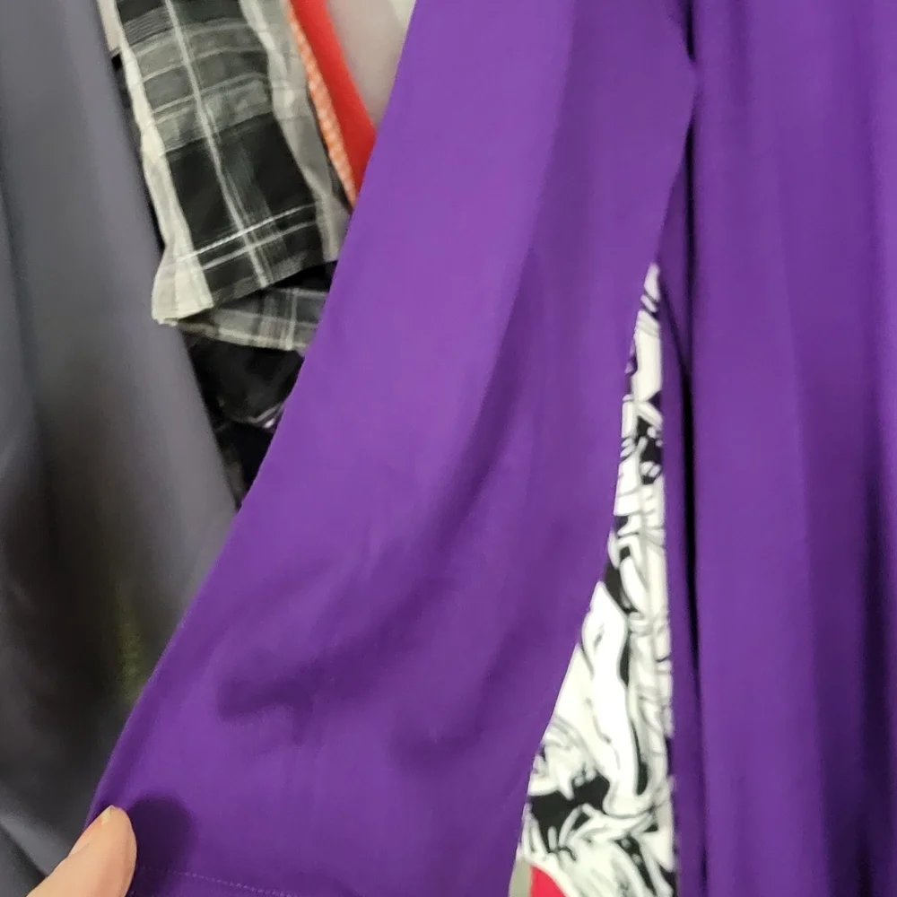 Mountain Mama's Purple 3/4 Sleeve Slit Pockets Tunic Dress XXL - Picture 4 of 5